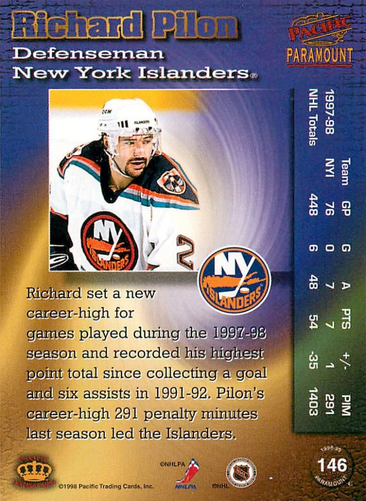 1998-99 Pacific Paramount - Richard Pilon #146