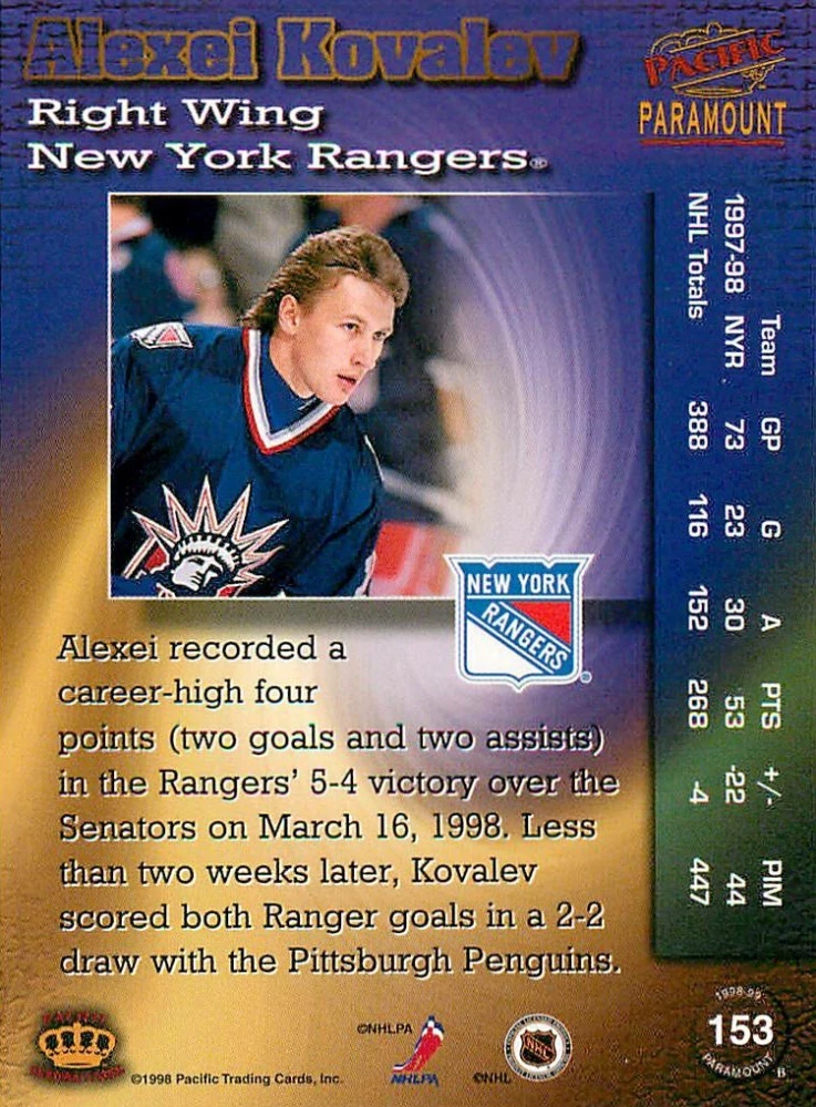 1998-99 Pacific Paramount - Alexei Kovalev #153