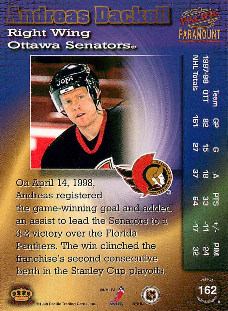 1998-99 Pacific Paramount - Andreas Dackell #162