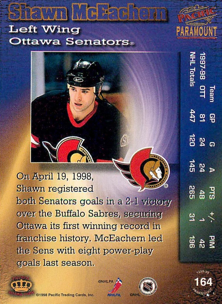 1998-99 Pacific Paramount - Shawn Mceachern #164