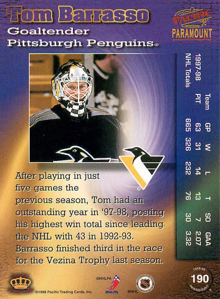 1998-99 Pacific Paramount - Tom Barrasso #190
