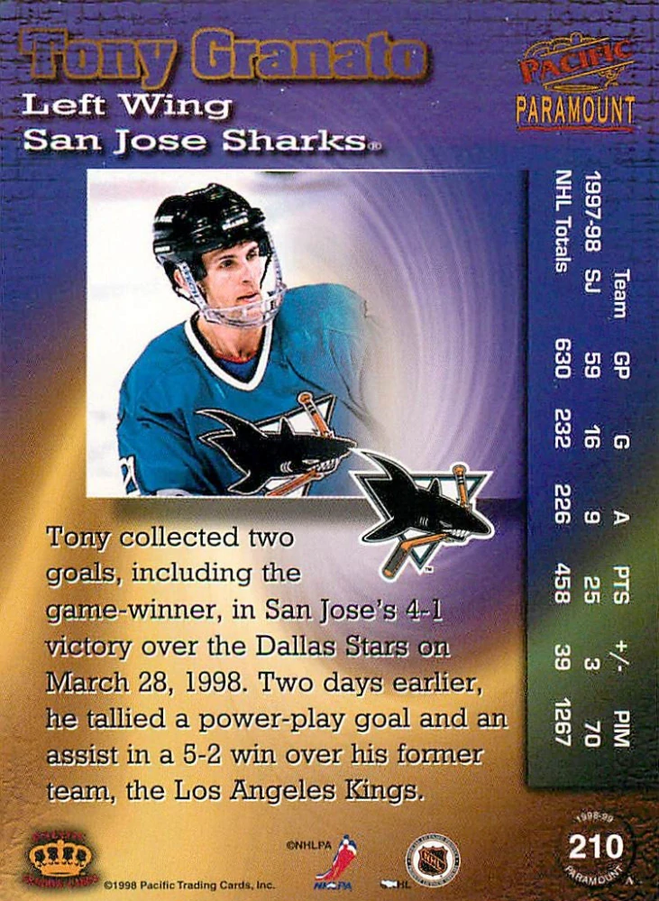 1998-99 Pacific Paramount - Tony Granato #210