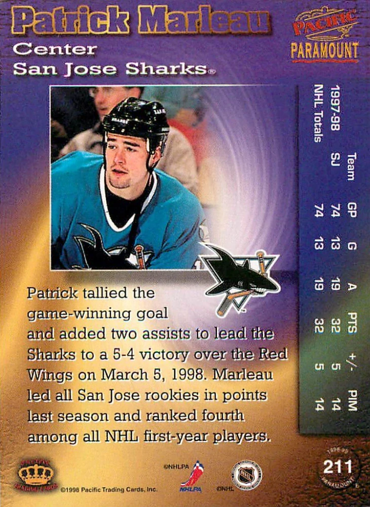 1998-99 Pacific Paramount - Patrick Marleau #211