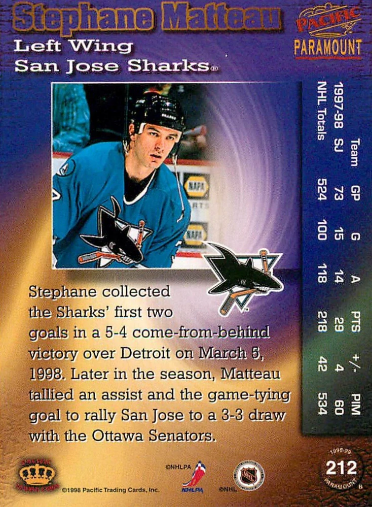 1998-99 Pacific Paramount - Stephane Matteau #212
