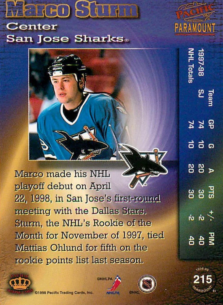 1998-99 Pacific Paramount - Marco Sturm #215