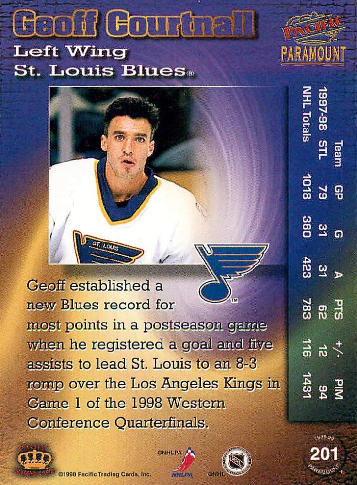 1998-99 Pacific Paramount - Geoff Courtnall #201