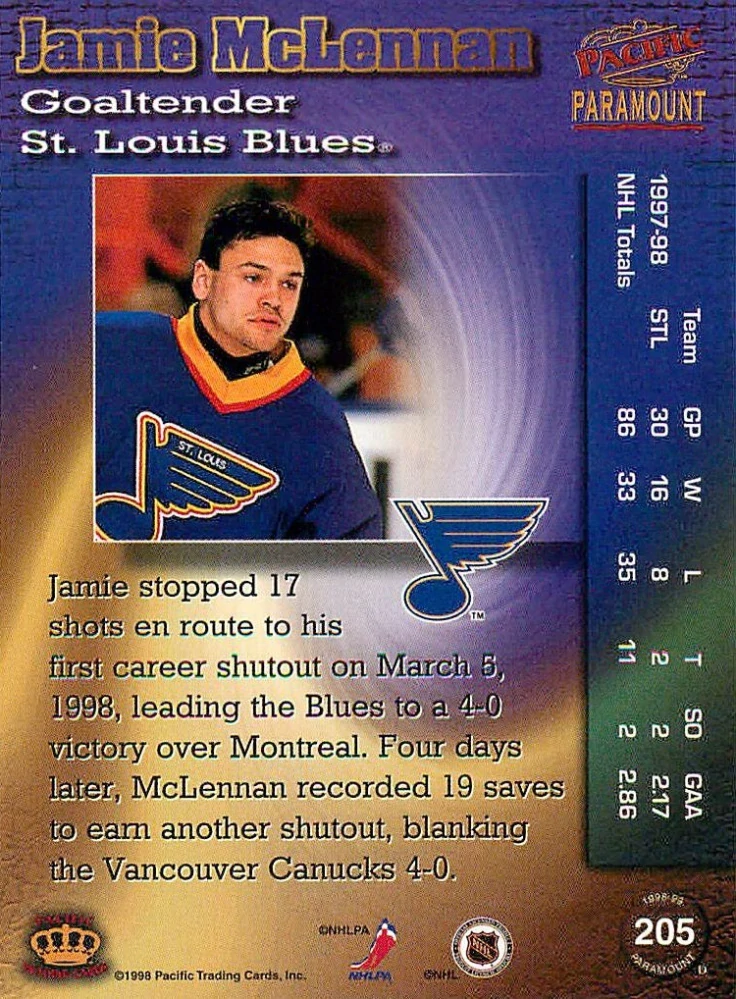 1998-99 Pacific Paramount - Jamie Mclennan #205