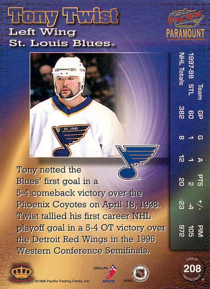 1998-99 Pacific Paramount - Tony Twist #208