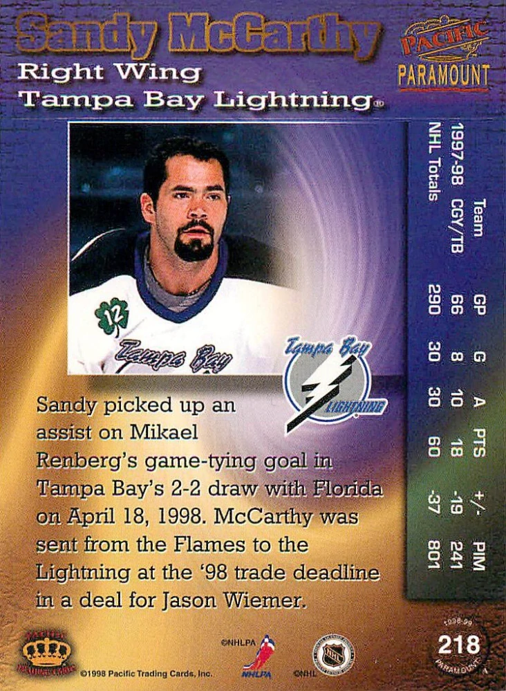 1998-99 Pacific Paramount - Sandy Mccarthy #218