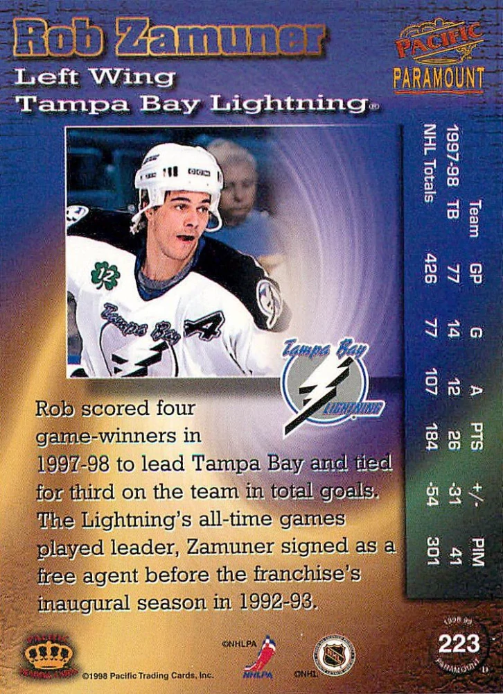 1998-99 Pacific Paramount - Rob Zamuner #223