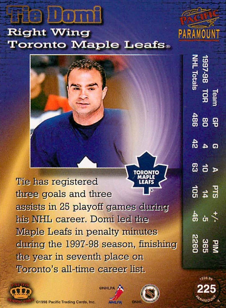 1998-99 Pacific Paramount - Tie Domi #225