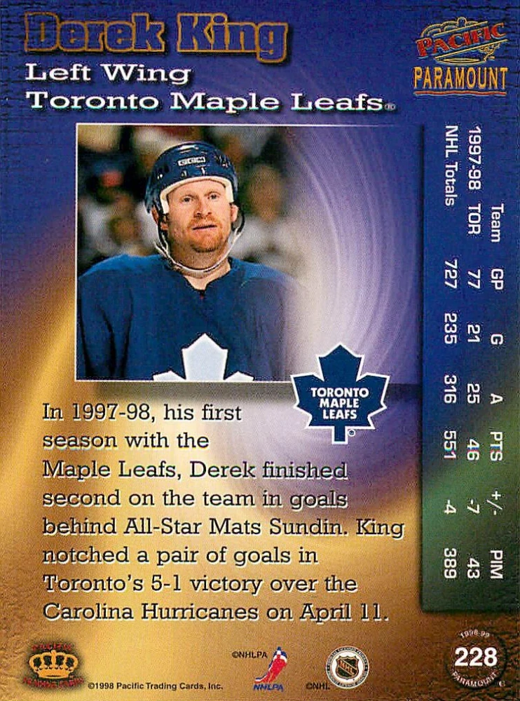 1998-99 Pacific Paramount - Derek King #228