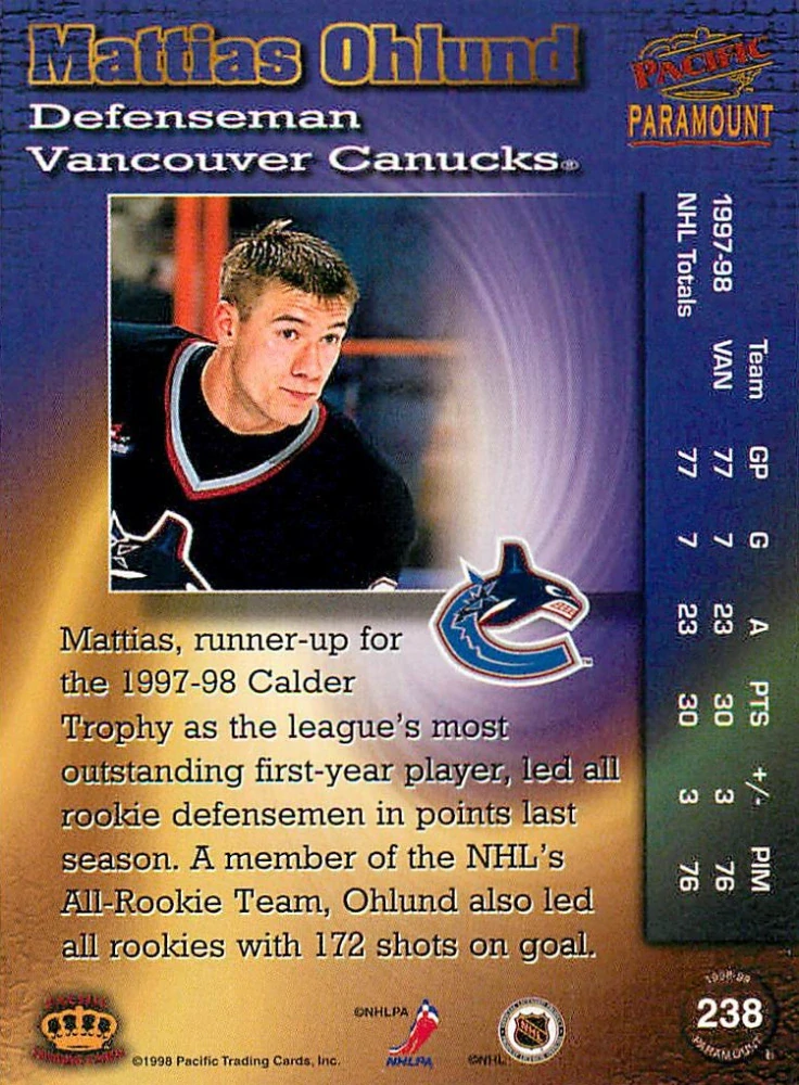 1998-99 Pacific Paramount - Mattias Ohlund #238