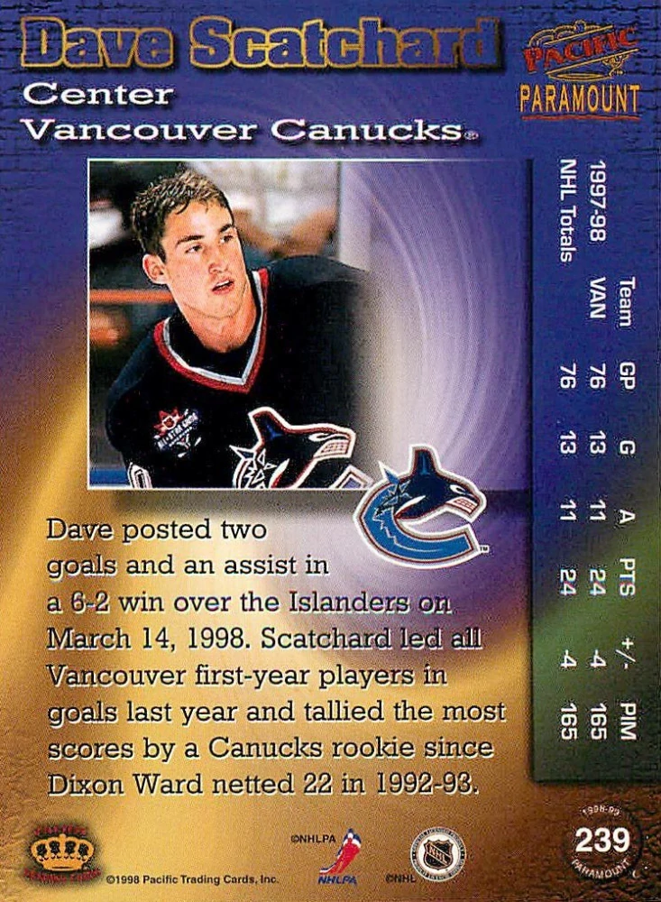 1998-99 Pacific Paramount - Dave Scatchard #239