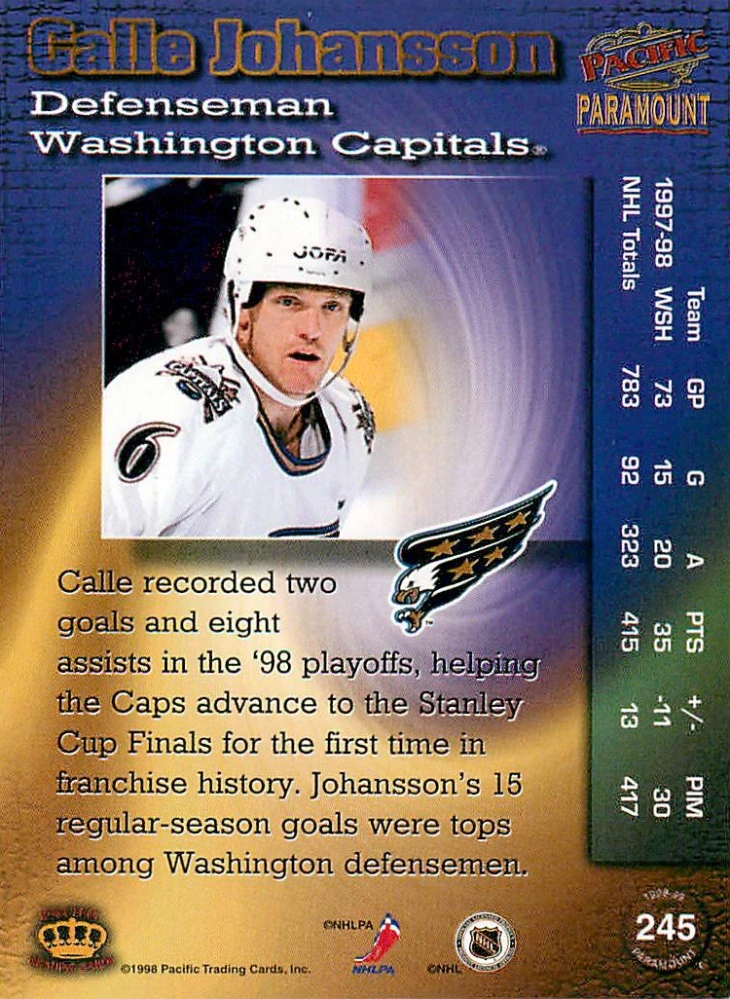 1998-99 Pacific Paramount - Calle Johansson #245