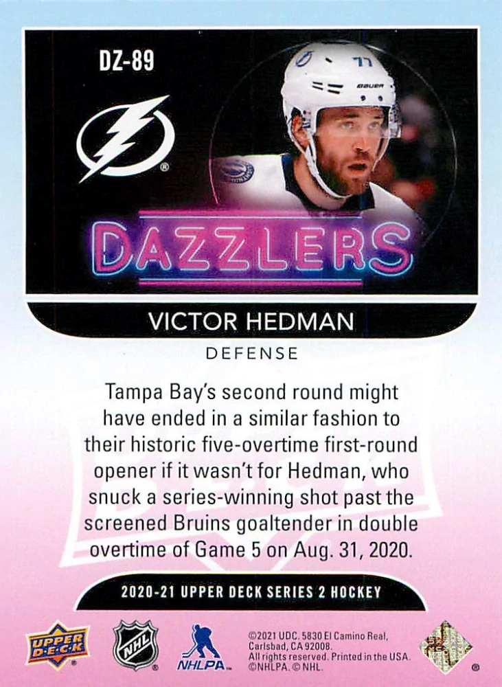 2020-21 UD Series 2 - Victor Hedman - Dazzlers Green #89