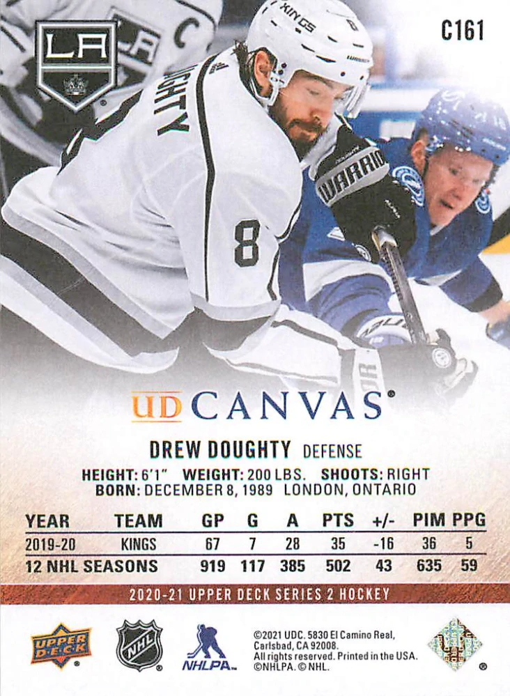 2020-21 UD Series 2 - Drew Doughty - Canvas #C161