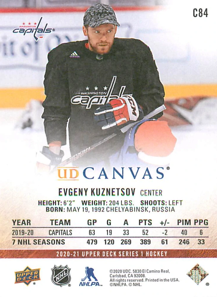 2020-21 UD Series 1 - Evgeni Kuznetsov - Canvas #C84
