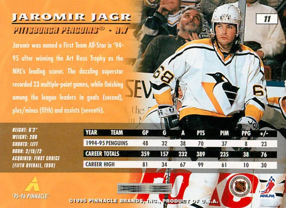1995-96 Pinnacle - Jaromír Jágr #11