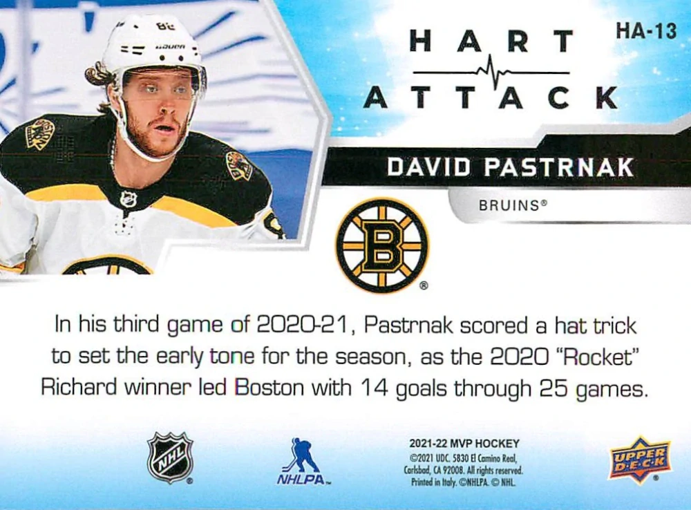 2021-22 UD MVP - David Pastrňák - Hart Attack #HA-13