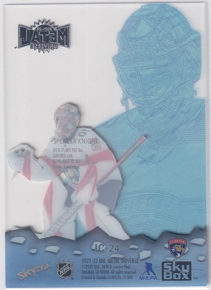 2021-22 UD Skybox Metal Universe - Spencer Knight - Ice Carvings #IC-24