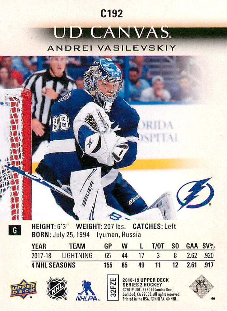 2018-19 UD Series 2 - Andrei Vasilevskiy - Canvas #C192