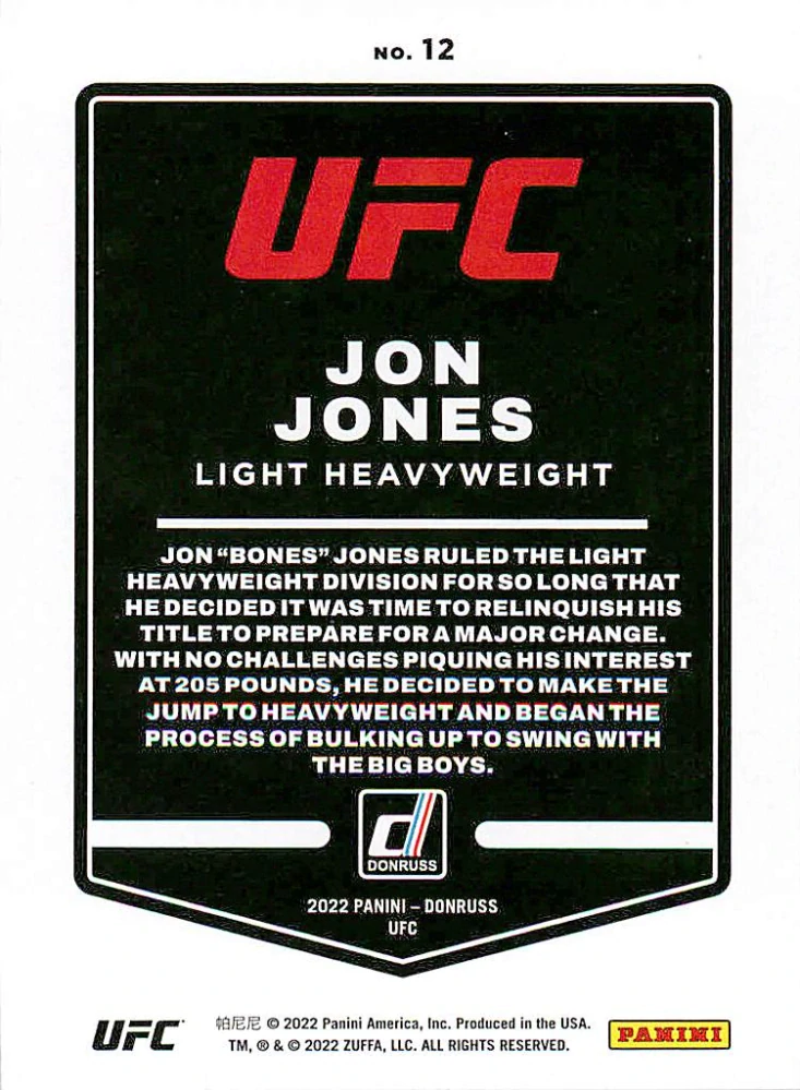 2022 Panini Donruss UFC - Jon Jones #12
