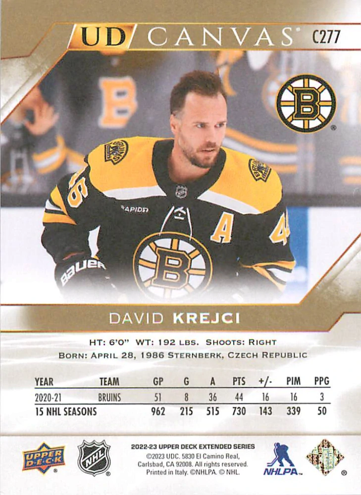 2022-23 UD Extended Series - David Krejčí - Canvas #C277