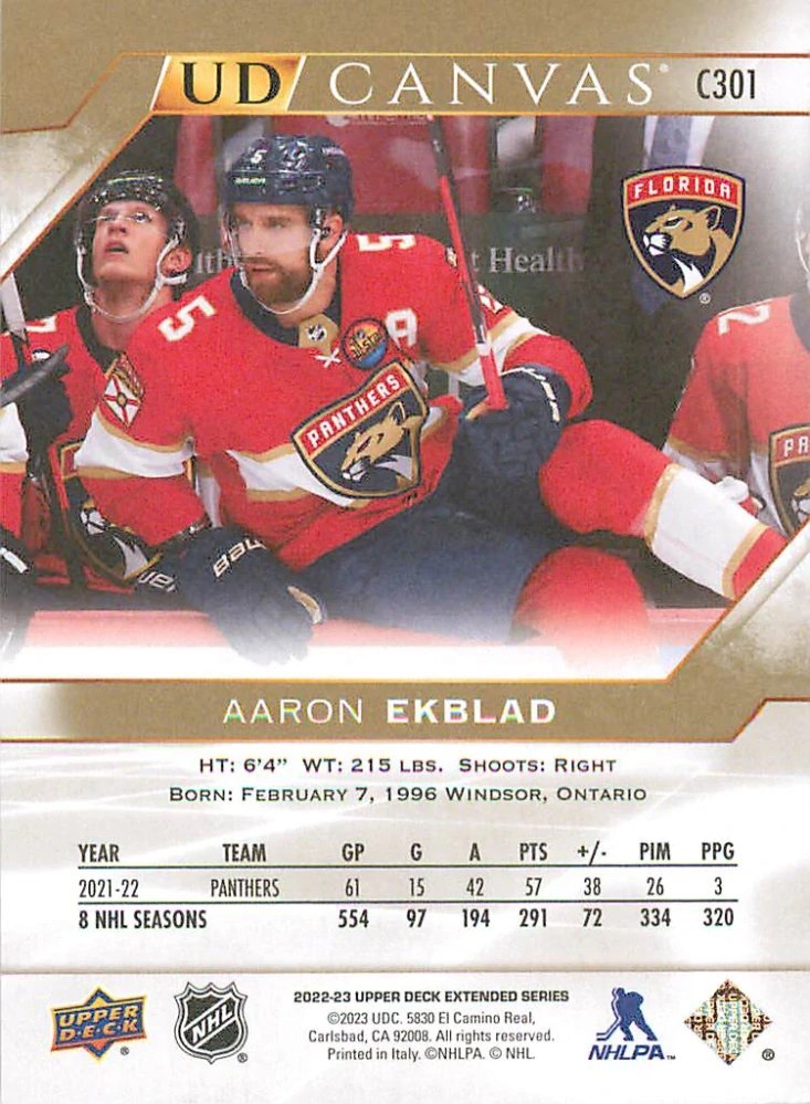 2022-23 UD Extended Series - Aaron Ekblad - Canvas #C301
