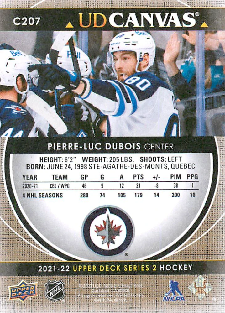 2021-22 UD Series 2 - Pierre-Luc Dubois - Canvas #C207