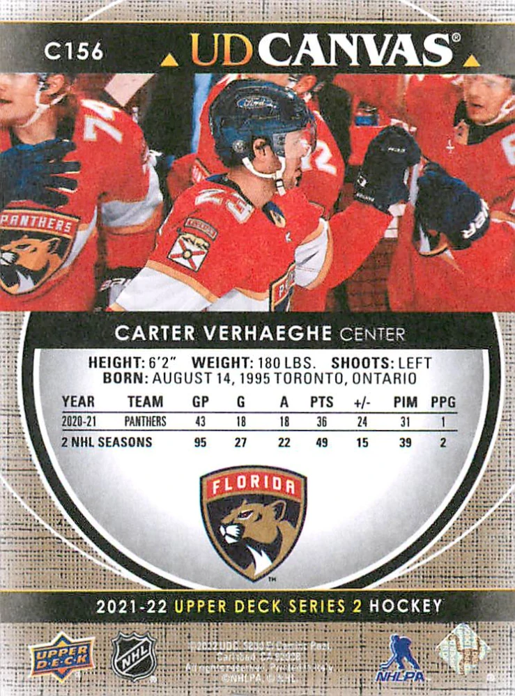 2021-22 UD Series 2 - Carter Verhaeghe - Canvas #C156