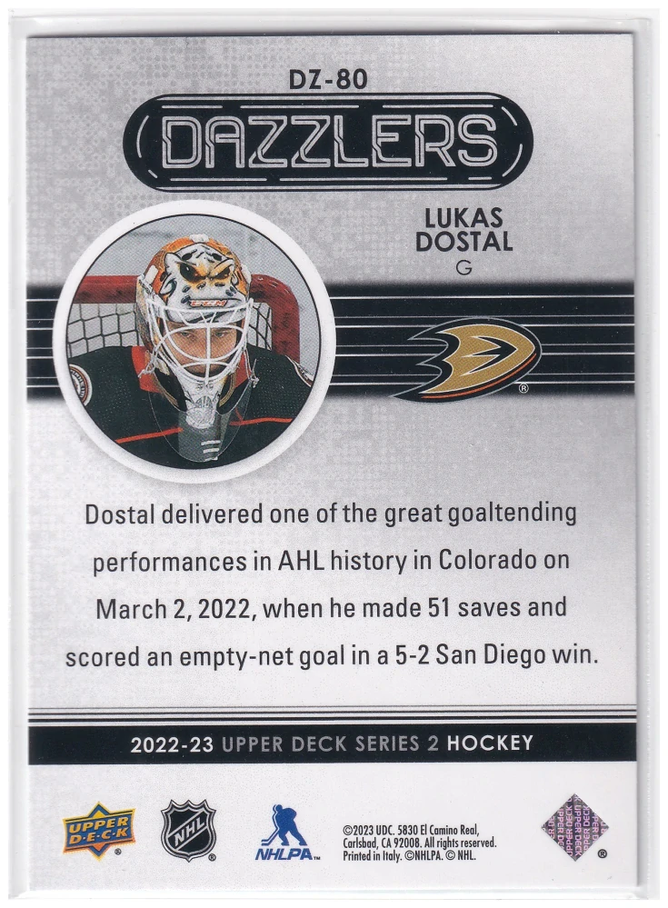 2022-23 UD Series 2 - Lukáš Dostál - Dazzlers Blue