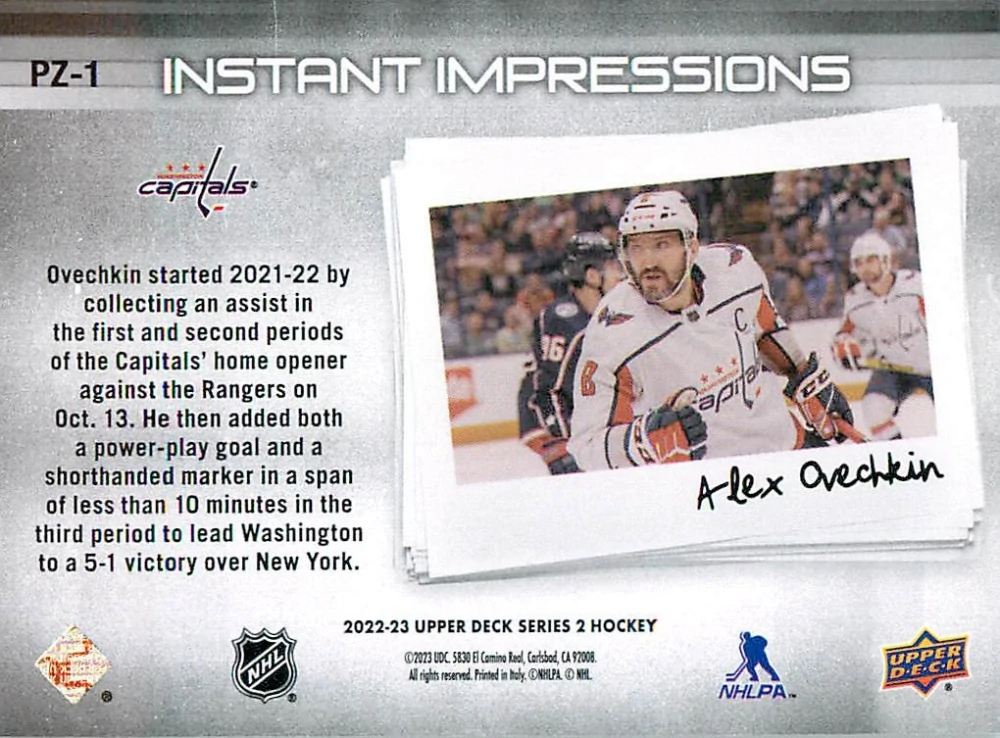 2022-23 UD Series 2 - Alex Ovechkin - Instant Impressions #PZ-1