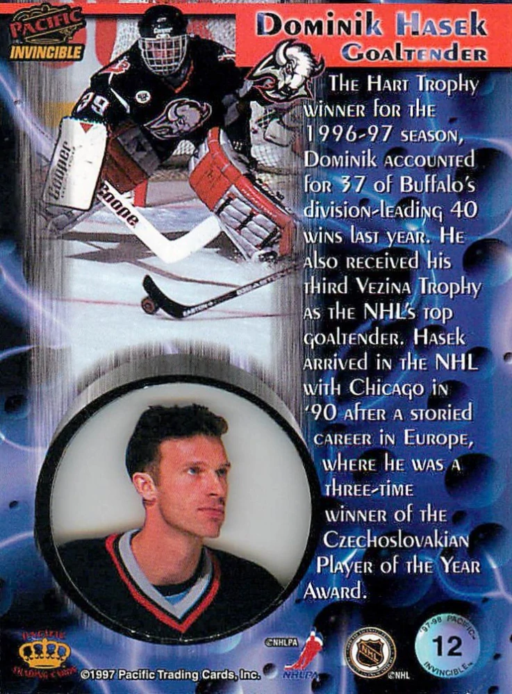 1997-98 Pacific Invincible - Dominik Hašek #12
