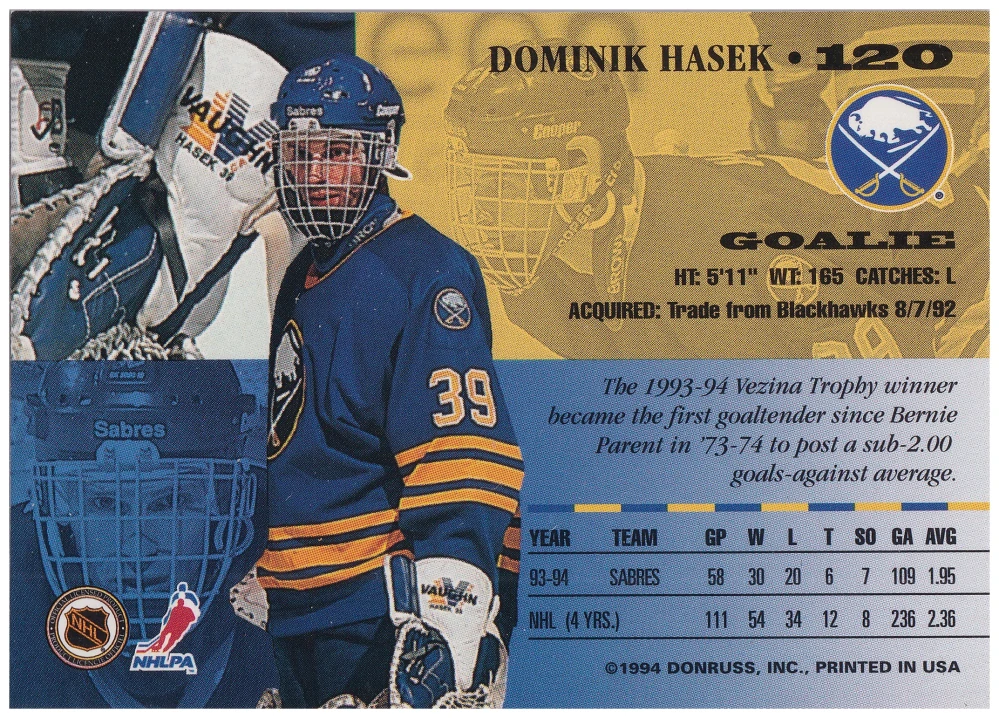 1994-95 Leaf - Dominik Hašek #120