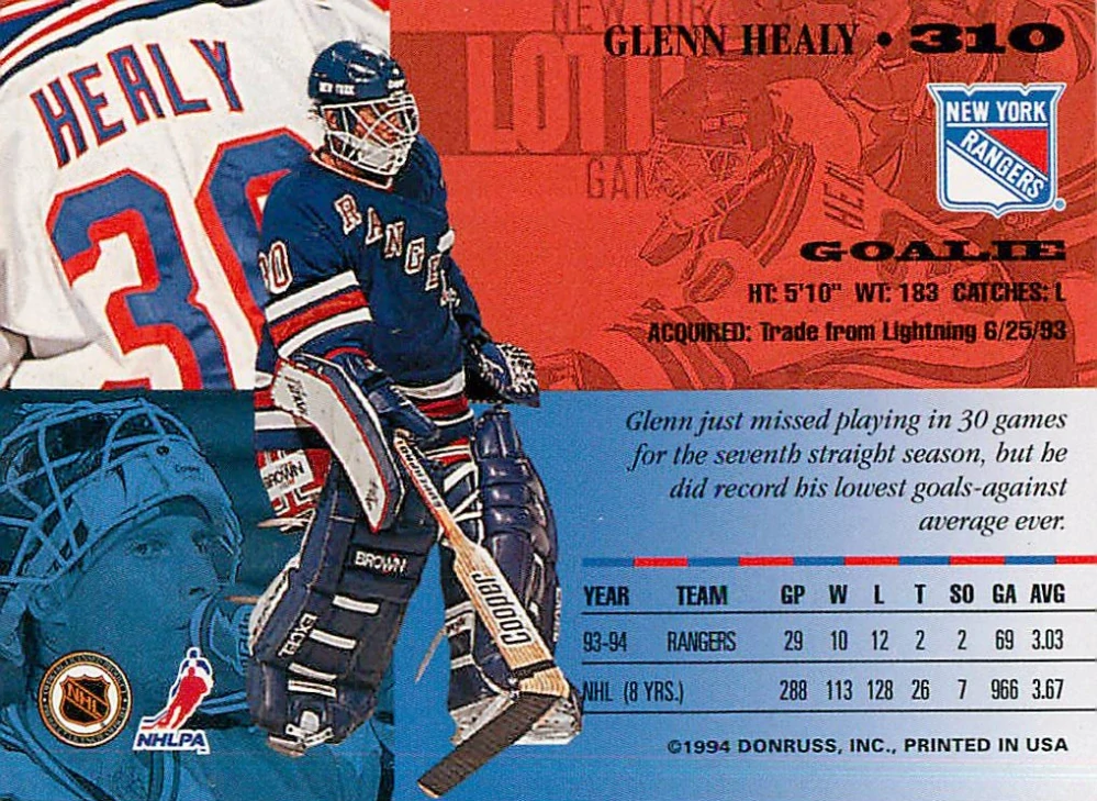 1994-95 Leaf - Glenn Healy #310
