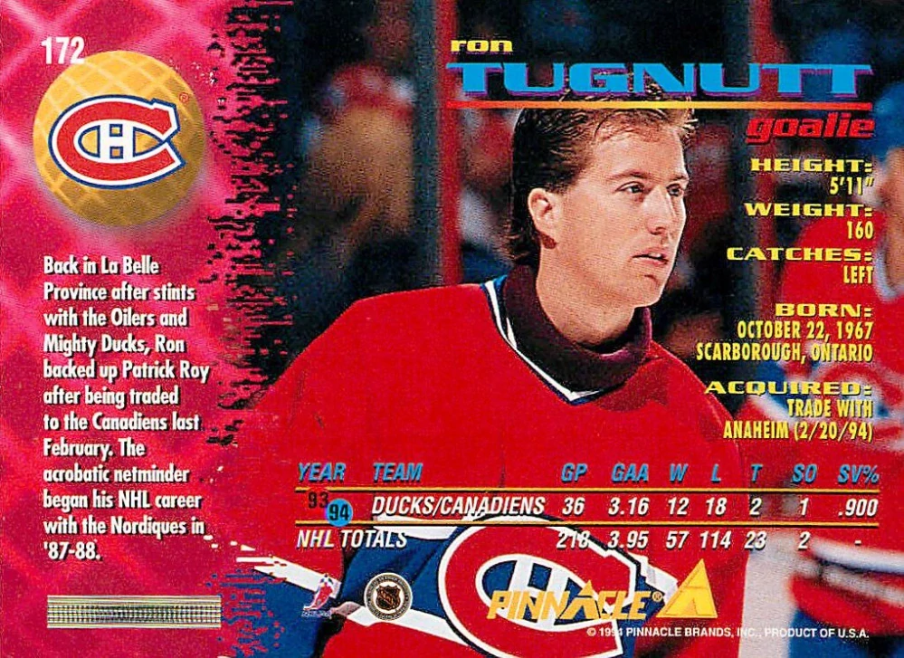 1994-95 Pinnacle - Ron Tugnutt #172
