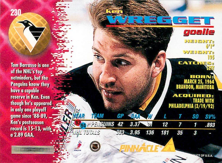1994-95 Pinnacle - Ken Wregget #230