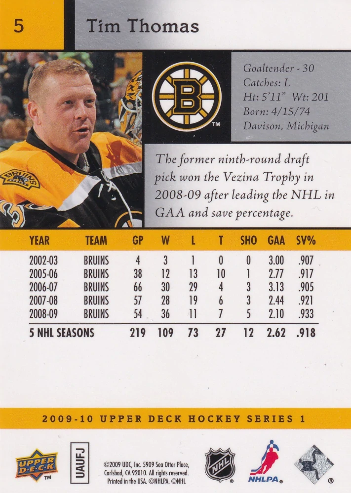 2009-10 Series 1 - Tim Thomas #5