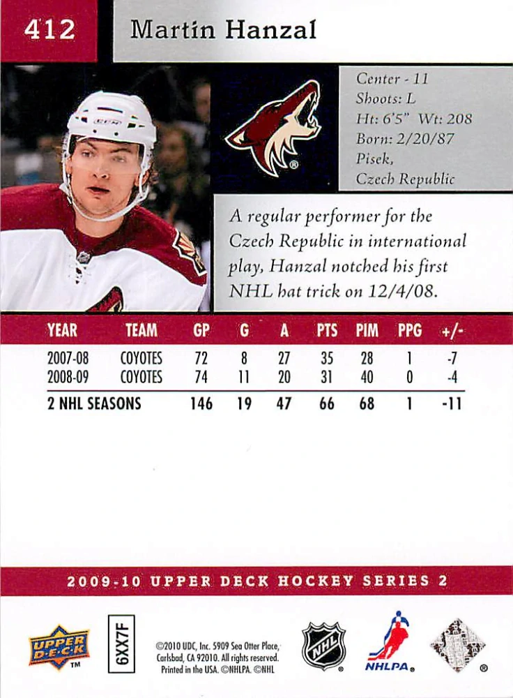 2009-10 UD Series 2 - Martin Hanzal #412