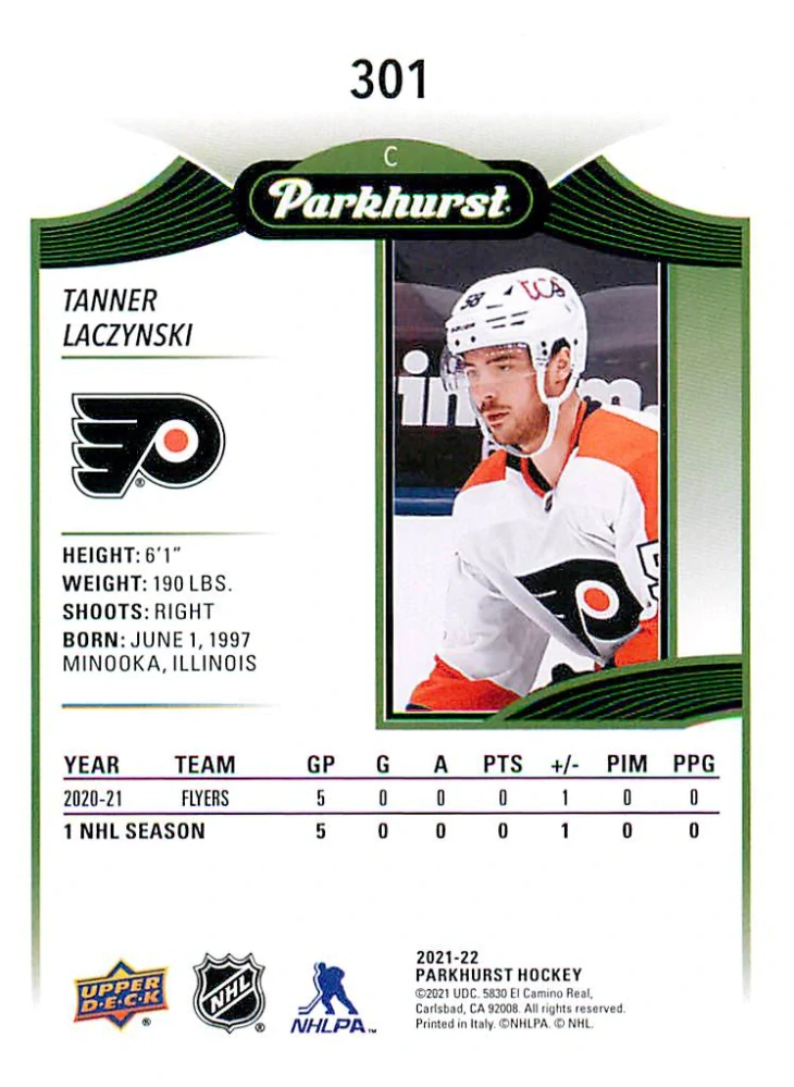 2021-22 UD Parkhurst - Tanner Laczynski - Rookie #301