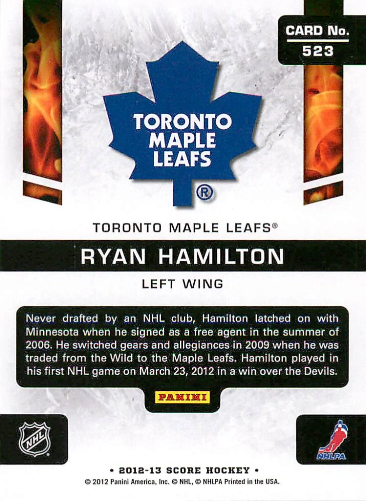 2012-13 Score - Ryan Hamilton - Hot Rookies #523