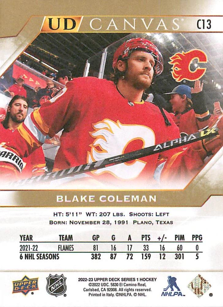 2022-23 UD Series 1 - Blake Coleman - Canvas #C13