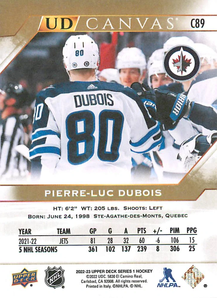2022-23 UD Series 1 - Pierre-Luc Dubois - Canvas #C89