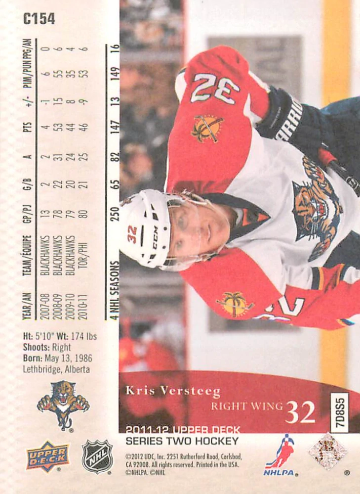 2011-12 UD Series 2 - Kris Versteeg - Canvas #C154