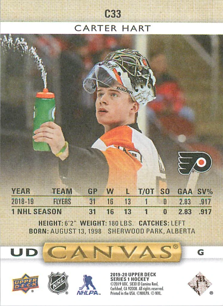 2019-20 UD Series 1 - Carter Hart - Canvas #C33