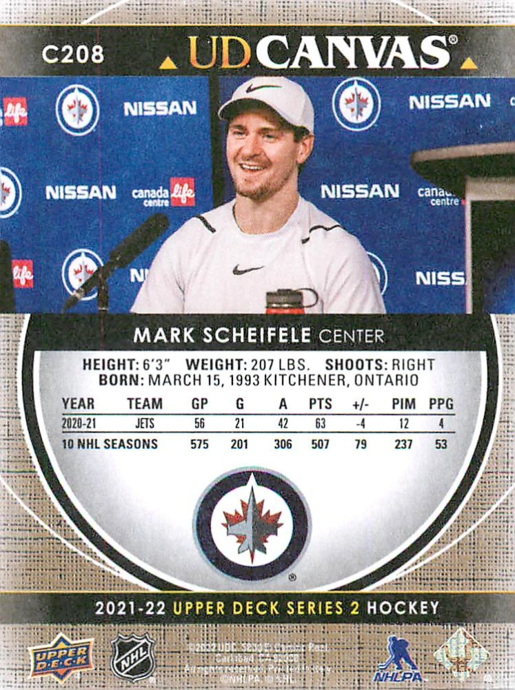 2021-22 UD Series 2 - Mark Scheifele - Canvas #208