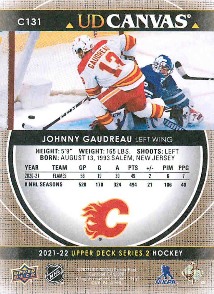 2021-22 UD Series 2 - Johnny Gaudreau - Canvas #C131