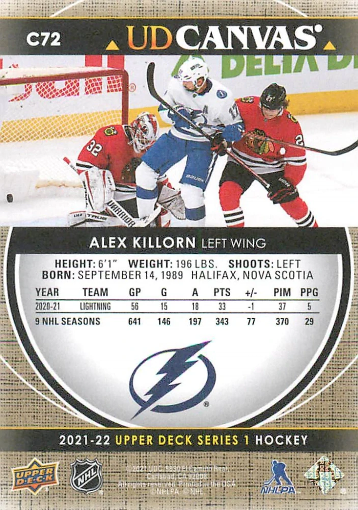 2021-22 UD Series 1 - Alex Killorn - Canvas #C72
