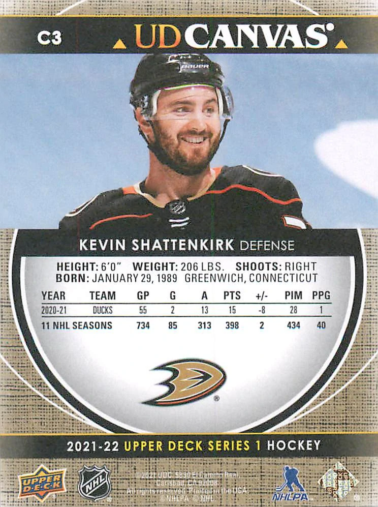 2021-22 UD Series 1 - Kevin Shattenkirk - Canvas #C3